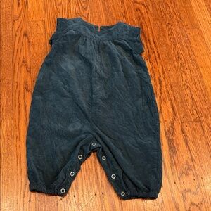 Vintage Bonton Deep Green Corduroy Baby Romper – 12 Months